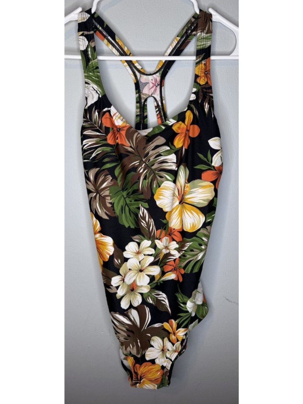 Speedo One Piece Swimsuit 16 Floral Palm Black Multicolor Women’s Bathing Suit